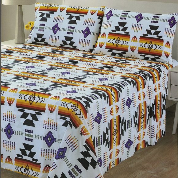 Aztec Print Bed Sheets Set 4 Piece Deep Pocket Queen & King Size bedsheets set - Picture 1 of 3